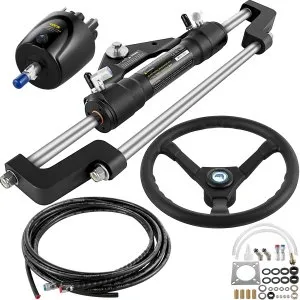 VEVOR Hydraulic Boat Steering Kit, 300HP Hydraulic Steering Kit Helm Pump, Cylinder, Wheel, 24 Feet Hose Hydraulic Steering Seal Kit, Corrosion-Resistant Boat Steering System Marine Steering Kit | VEVOR US