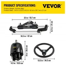 VEVOR Hydraulic Steering Kit 300HP, Hydraulic Boat Steering Kit Helm Pump, Hydraulic Boat Steering Kit Without Hydraulic Steering Hose for Boat Steering System