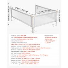 VEVOR Toddler Bed Rail Adjustable Height Kids Beds Guard Rail Guard Bumper 3 Pcs