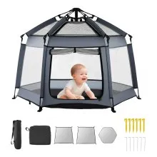 VEVOR Baby Playpen Indoor & Outdoor Portable Play Yard with UPF 50+ Sunshades
