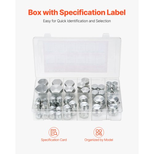 24 Pcs. JIS Cap & Plug Assortment Kit, Seal Adapter Set For Hydraulic Hose Tube And Pipe, Galvanized Carbon Steel With Precision