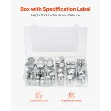 64 PCS BSPP Hydraulic Fitting Cap & Plug Assortment Adapter Kit Galvanized Set