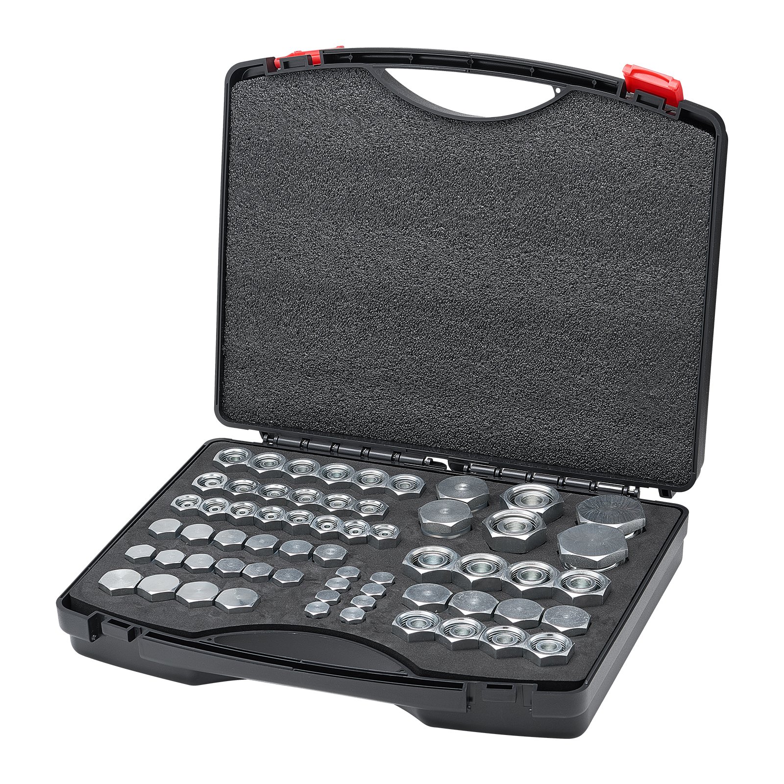 VEVOR 64 PCS DIN Hydraulic Fittings, Heavy Duty Master Industrial Hydraulic Cap and Plug, Hose Tube and Pipe Fitting Kit, Cap and Plug Kit with Precision Threading, Dash Sizes 14/16/18/22/26/30/36