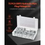VEVOR 72 PCS ORFS O-Ring Plug and Cap Hydraulic Sealing Fittings Kit Sizes 4-16
