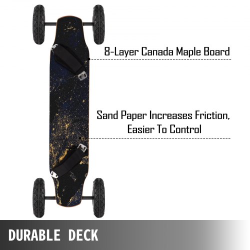 Mountainboard Tout-terrain - Skateboard Longboard 38 Pouces Pour Kiteboard Et Cross-country