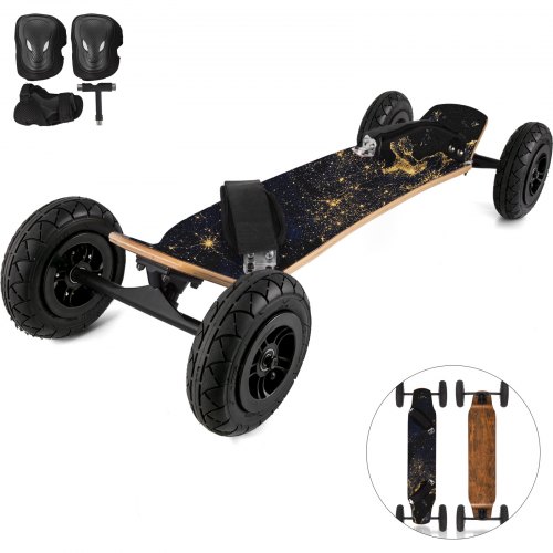 VEVOR Mountainboard 39" Cross Country Skateboard All Terrain Skateboard Longboard with Bindings for Cruising and Downhill Mountain Skateboard(Earth)