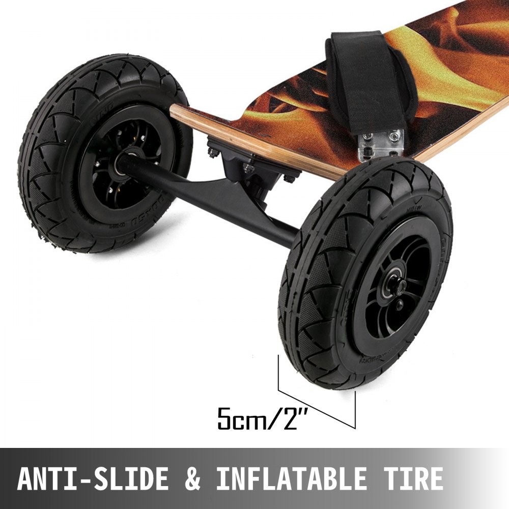 VEVOR Mountainboard 39" Cross Country Skateboard All Terrain Skateboard Longboard with Bindings for Cruising and Downhill Mountain Skateboard(Flame)