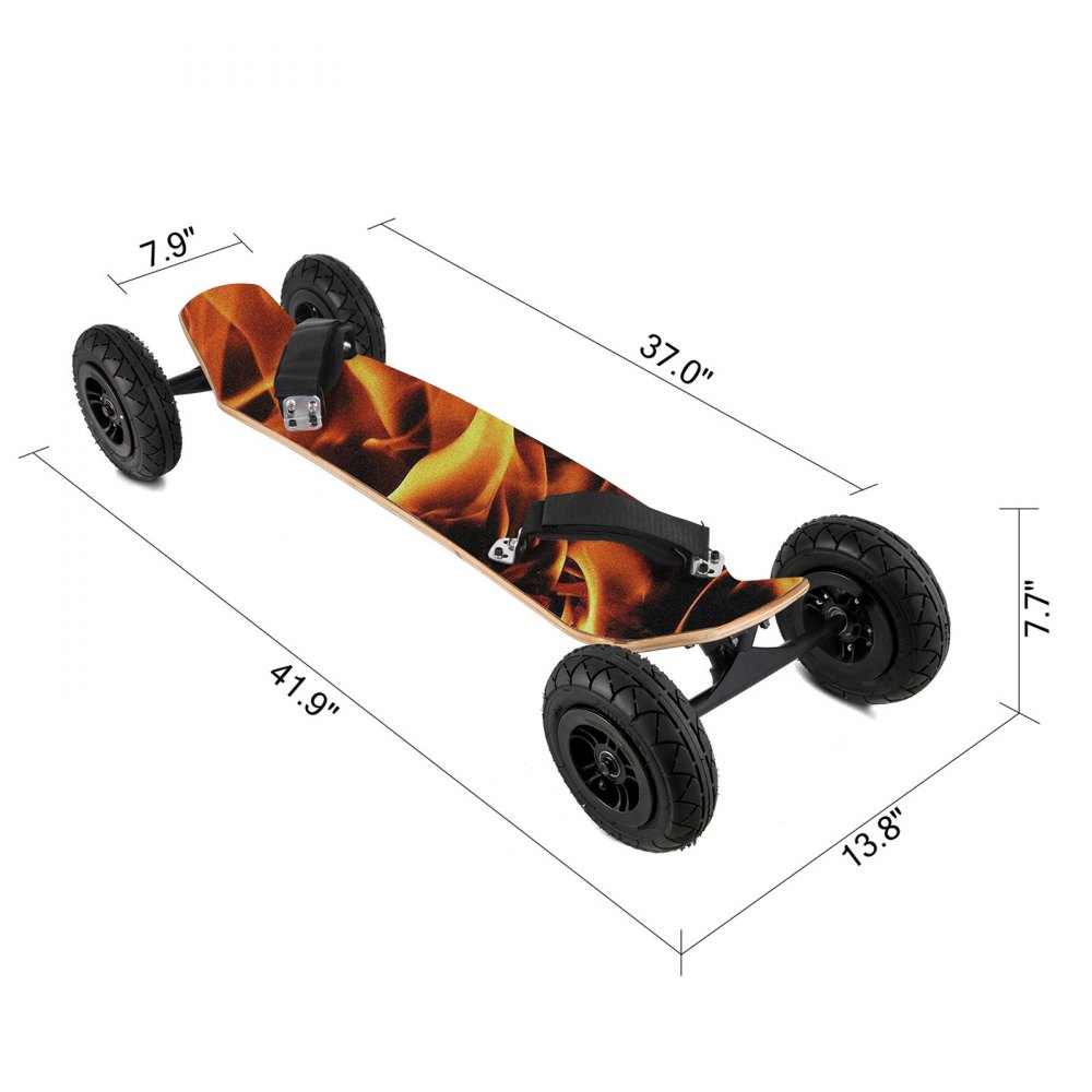 VEVOR Mountainboard 39" Cross Country Skateboard All Terrain Skateboard Longboard with Bindings for Cruising and Downhill Mountain Skateboard(Flame)