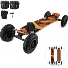 VEVOR 37''L Mountainboard, Flame Cross Country Skateboard, All Terrain Longboard with 95A Shock Absorber, Mountain Skateboard with Bindings, 8-layer Canada Maple Offroad Skateboard, for Cruising Downhill