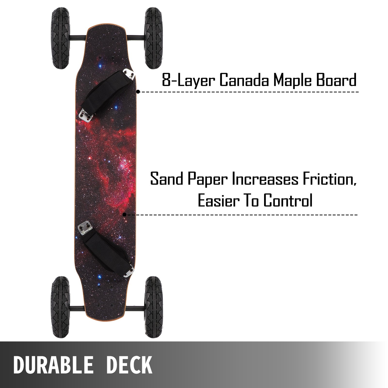 VEVOR Mountainboard 39" Cross Country Skateboard All Terrain Skateboard Longboard with Bindings for Cruising and Downhill Mountain Skateboard(Starry Sky)
