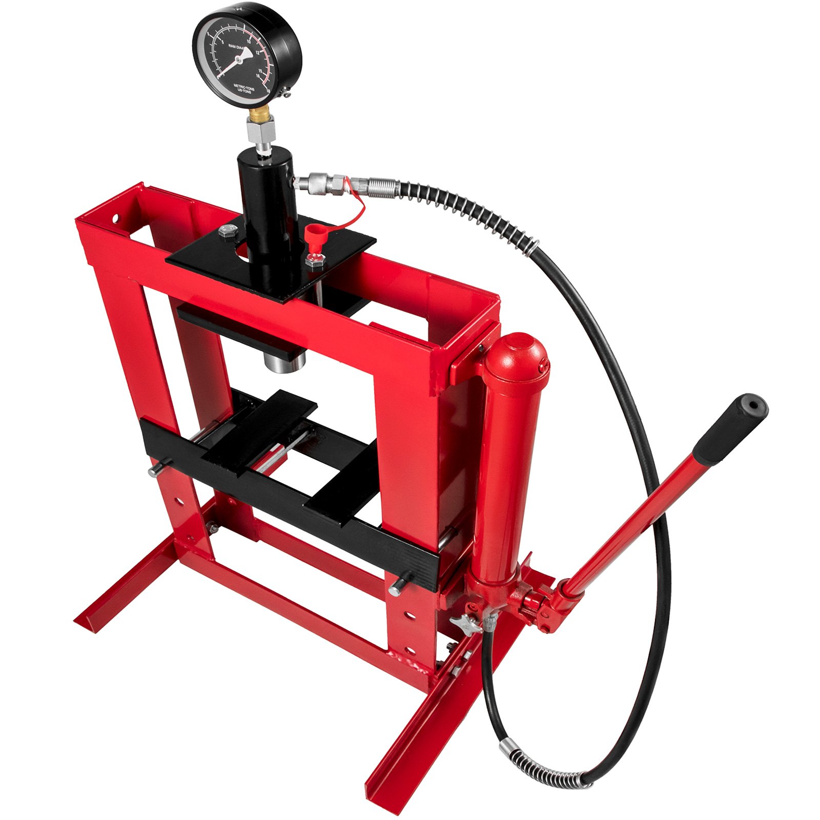 10 Ton Hydraulic Shop Press Workshop Jack Garage Bending Bearing Pressure Gauge