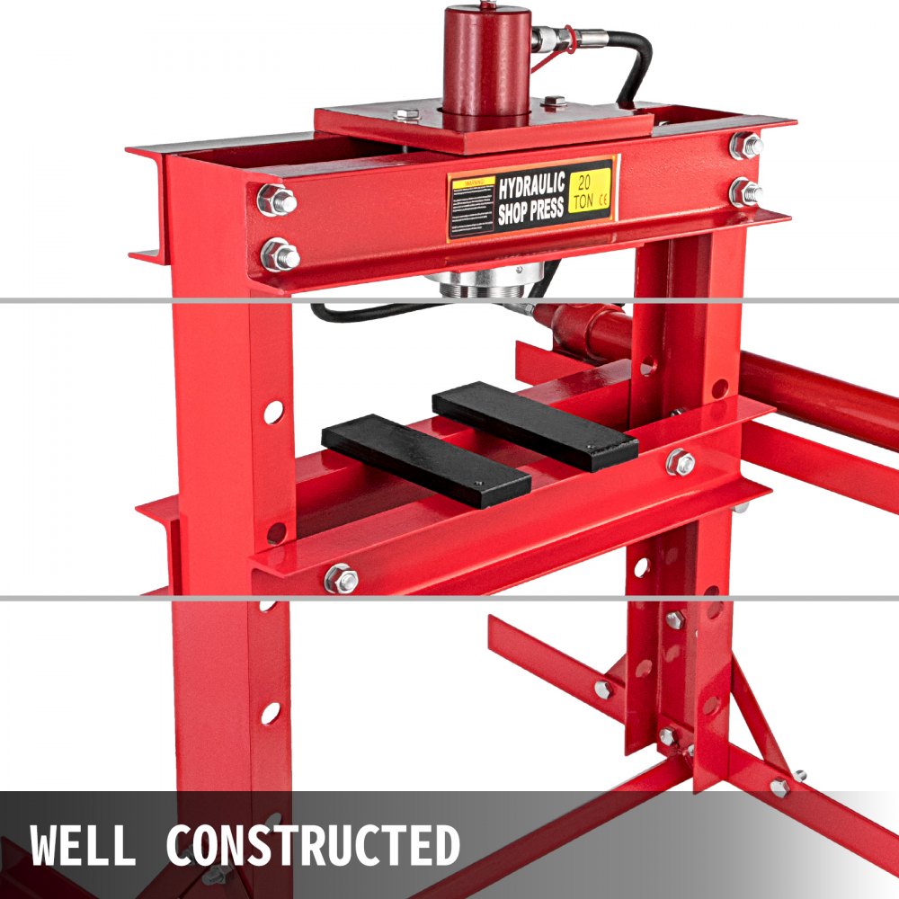 VEVOR Hydraulic Press 20 Ton Hydraulic Shop Floor Press 44000 lb w/ with Heavy Duty Steel Plates and H Frame Working Distance 41"(104cm)  Top Mount for Gears and Bearings