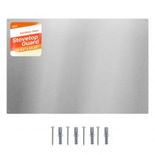 VEVOR 36" x 24" Stainless Steel Backsplash for Stove, Ultra Flat Splatter Guard, Wall Shield Range Hood Backsplash, Easy Clean Kitchen Wall Metal Panel, Pre-Drilled Holes for Easy Installation, Silver