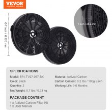 VEVOR Carbon Charcoal Filters Range Hood Filter Ductless/Ventless Option 2-Pack