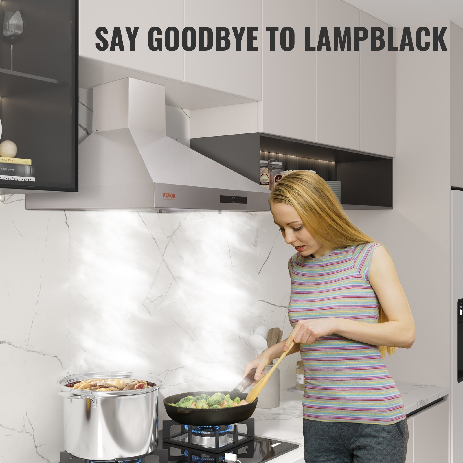 VEVOR Carbon Filter for Ductless Hoods, Range Hood Filter for Recirculation, Compatible with VEVOR TD0975G-CC-I1 Range Hood, 2-Pack Charcoal Filters, Easy Installation, for Ductless/Ventless Option