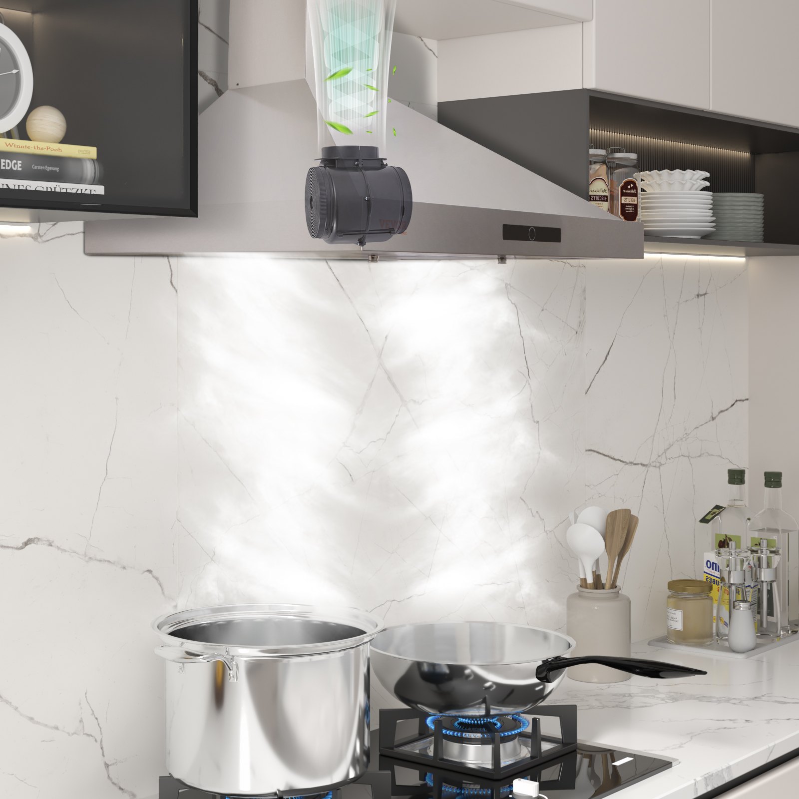 VEVOR Carbon Filter for Ductless Hoods, Range Hood Filter for Recirculation, Compatible with VEVOR TD0975G-CC-I1 Range Hood, 2-Pack Charcoal Filters, Easy Installation, for Ductless/Ventless Option