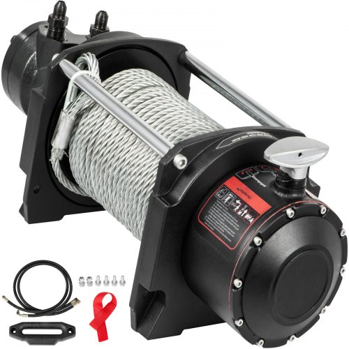 VEVOR Industrial Hydraulic Winch 10,000 lb(4536 kg),Hydraulic Anchor Winch with 24m Strong Steel Cable, Hydraulic Drive Winch Adapter Kit, Utility Winch with Mechanical Lock