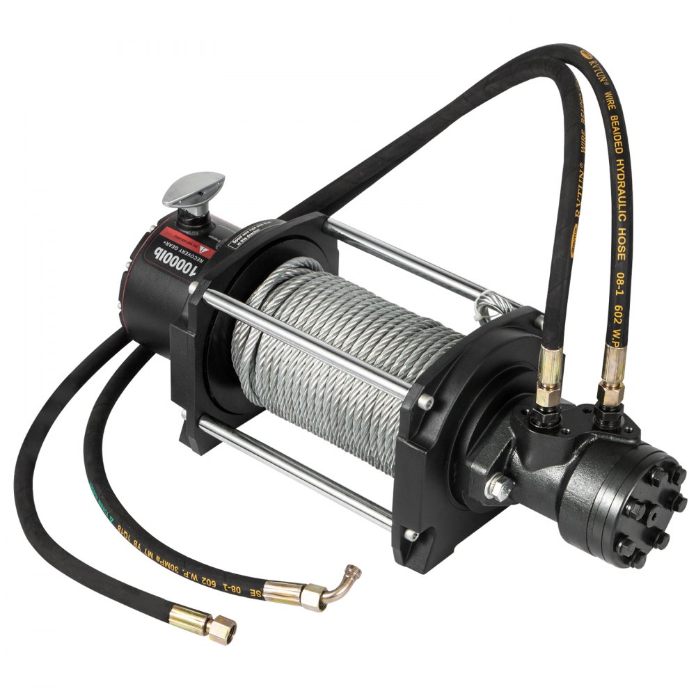 VEVOR Industrial Hydraulic Winch 10,000lbs, Hydraulic Anchor Winch with 24m Strong Steel Cable, Hydraulic Drive Winch Adapter Kit, Utility Winch with Mechanical Lock for Tacoma Yukon Hummer, etc.