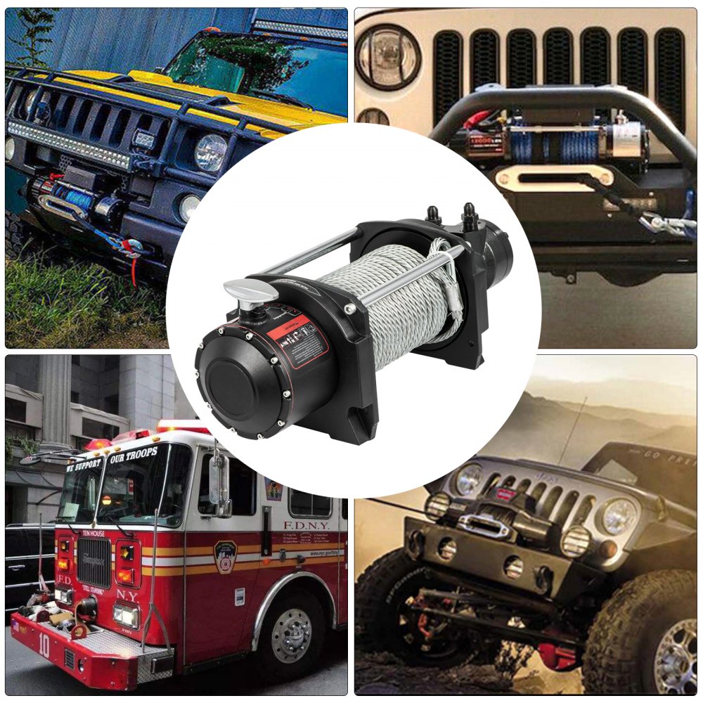 VEVOR Industrial Hydraulic Winch 10,000lbs, Hydraulic Anchor Winch with 24m Strong Steel Cable, Hydraulic Drive Winch Adapter Kit, Utility Winch with Mechanical Lock for Tacoma Yukon Hummer, etc.