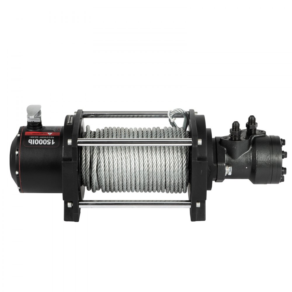 VEVOR Industrial Hydraulic Winch 6803kg, Hydraulic Anchor Winch with 24m Strong Steel Cable, Hydraulic Drive Winch Adapter Kit, Utility Winch with Mechanical Lock for Tacoma Yukon Hummer, etc.