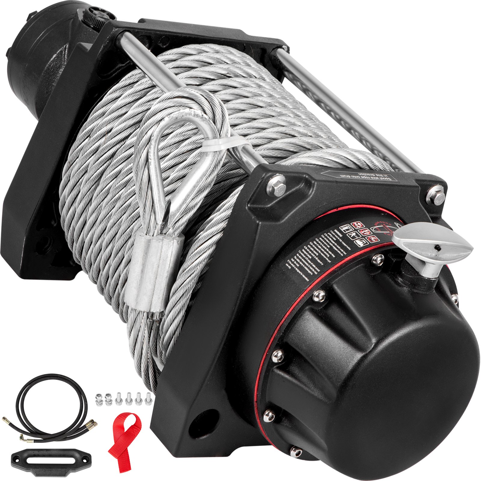 VEVOR Industrial Hydraulic Winch 9071kg, Hydraulic Anchor Winch with 24m Strong Steel Cable, Hydraulic Drive Winch Adapter Kit, Utility Winch with Mechanical Lock for Tacoma Yukon Hummer, etc.