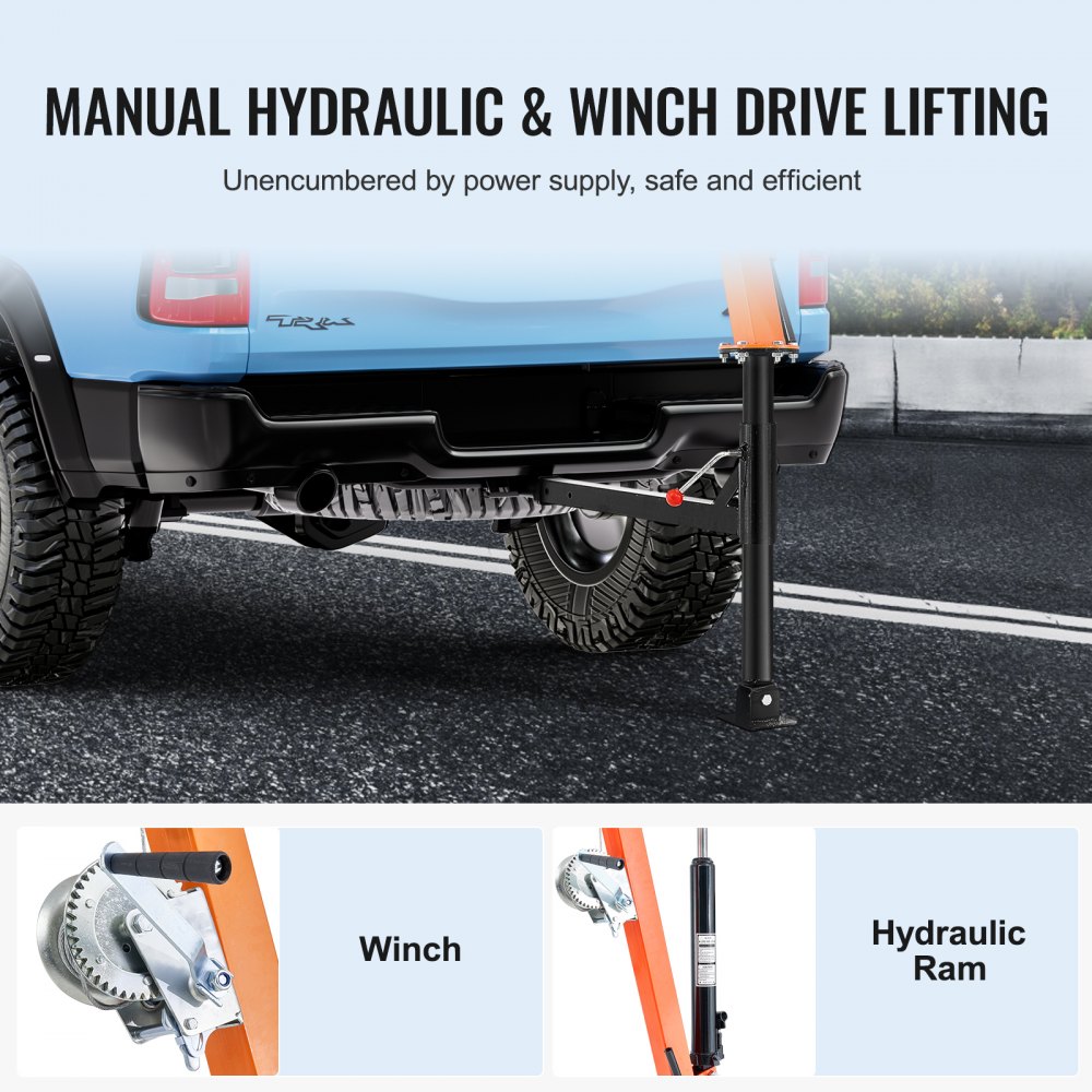 VEVOR Hydraulic Pickup Truck Crane, 500 lbs Capacity, 360° Swivel, Hitch Mounted Crane with Three Boom Capacities of 110 lbs, 220 lbs & 440 lbs, for Lifting Goods in Construction, Forestry, Factory