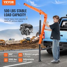 VEVOR Hydraulic Pickup Truck Crane Hoist Crane 500 lbs 360° Swivel Hoist Lift