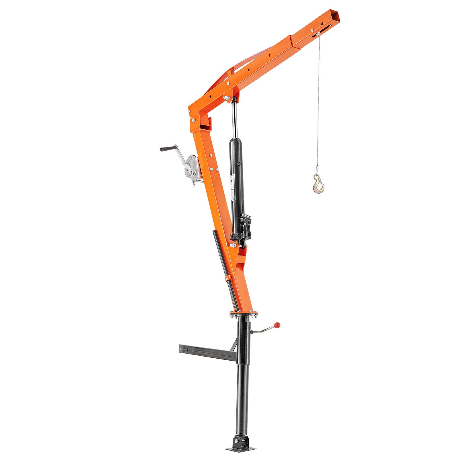 VEVOR Hydraulic Pickup Truck Crane, 500 lbs Capacity, 360° Swivel, Hitch Mounted Crane with Three Boom Capacities of 110 lbs, 220 lbs & 440 lbs, for Lifting Goods in Construction, Forestry, Factory