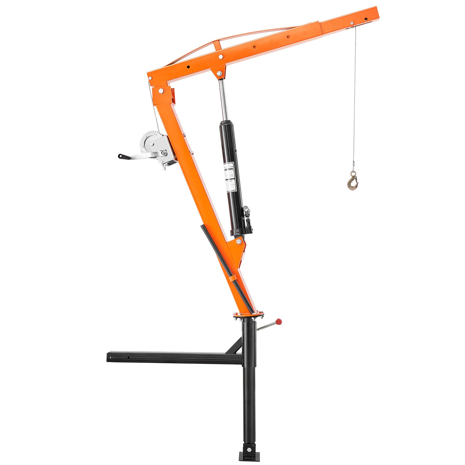 VEVOR Hydraulic Pickup Truck Crane, 500 lbs Capacity, 360° Swivel, Hitch Mounted Crane with Three Boom Capacities of 110 lbs, 220 lbs & 440 lbs, for Lifting Goods in Construction, Forestry, Factory