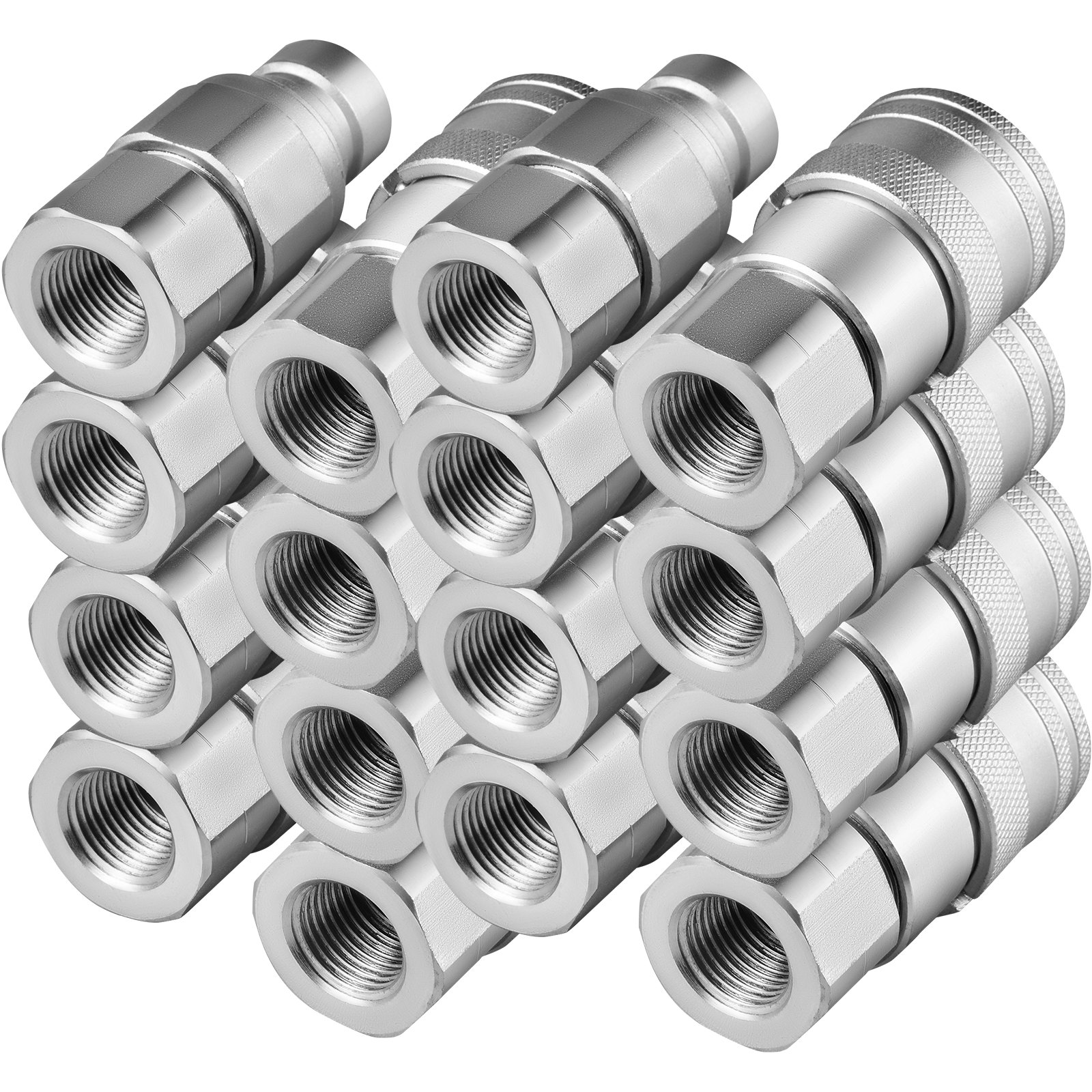 VEVOR Skid Steer Hydraulic Quick Connect 1/2\" Body Hydraulic Coupler 1/2\" NPT Hydraulic Coupling Quick Connect 8 Pairs Hydraulic Quick Coupler 27.6 MPa (ISO 16028) (8 Pairs)