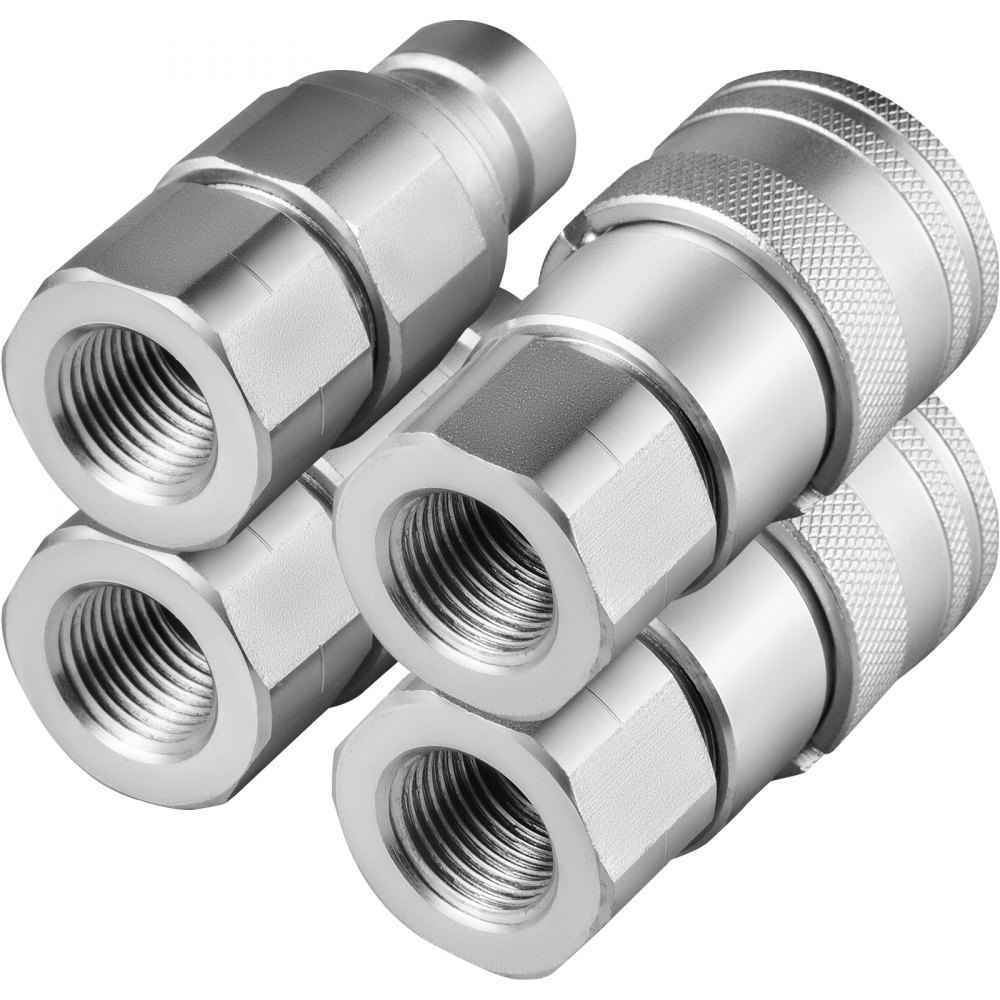 VEVOR Skid Steer Hydraulic Quick Connect 1/2" Body Hydraulic Coupler 1/2" NPT Hydraulic Coupling Quick Connect 2 Pairs Hydraulic Quick Coupler 27.6 MPa (ISO 16028) (2 Pairs)