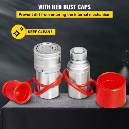 VEVOR Hydraulic Quick Connect 1/2 Body with 1/2" NPT Thread Hydraulic Coupler 4 Pairs Hydraulic Coupling Quick Connect 45.5 L/min Hydraulic Quick Coupler (ISO 16028)