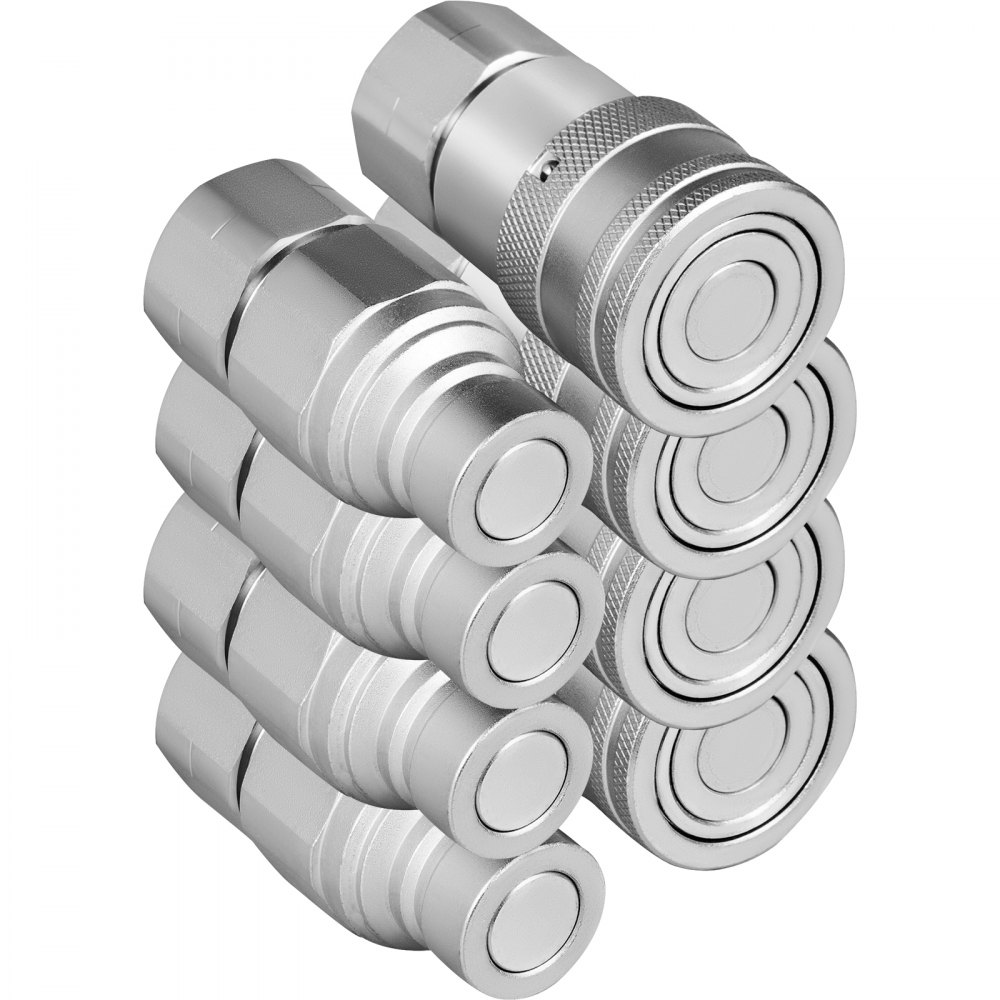 VEVOR Hydraulic Quick Connect 1/2 Body with 1/2" NPT Thread Hydraulic Coupler 4 Pairs Hydraulic Coupling Quick Connect 45.5 L/min Hydraulic Quick Coupler (ISO 16028)