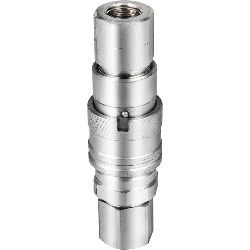 VEVOR Flat Face Hydraulic Couplers 1/2'' Body 1/2'' NPT Thread, Skid Steer Quick Connect Coupling, 4061 PSI Hydraulic Fittings, Pioneer Hydraulic Couplers w/Dust Caps for Bobcat Case (ISO16028)