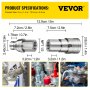 VEVOR hydraulic couplers with product dimensions and usage scenarios in detail.