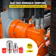 VEVOR Flat Face Hydraulic Couplers Skid Steer Quick Coupling 1/2" Body 1/2" NPT