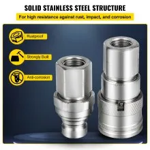 VEVOR Flat Face Hydraulic Couplers Skid Steer Quick Coupling 1/2" Body 1/2" NPT
