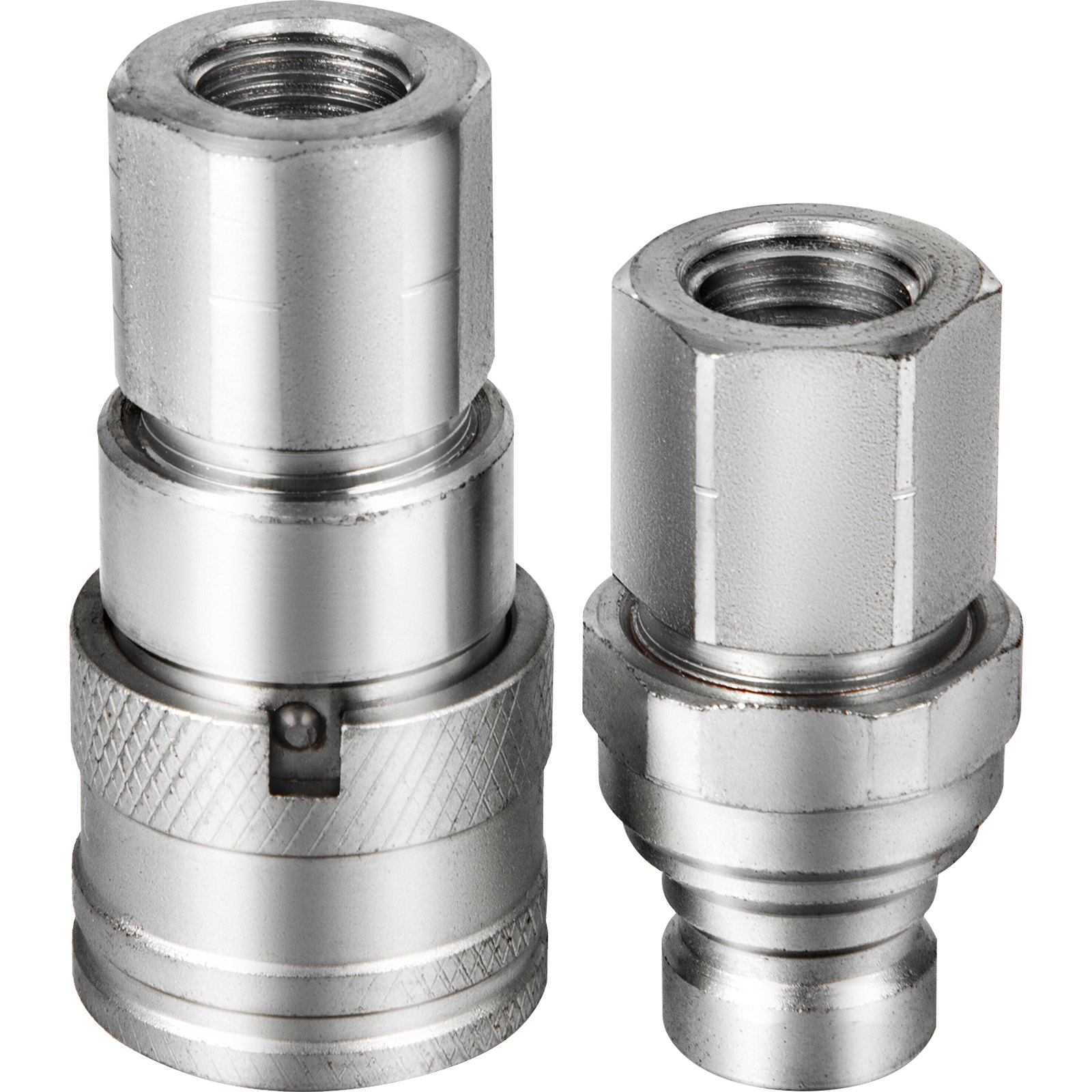 VEVOR Flat Face Hydraulic Couplers 1/2'' Body 1/2'' NPT Thread, Skid Steer Quick Connect Coupling, 4061 PSI Hydraulic Fittings, Pioneer Hydraulic Couplers w/Dust Caps for Bobcat Case (ISO16028)