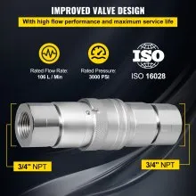Hydraulic Quick Connect Hydraulic Coupler 3/4" 20.7 MPa for Engineering Machinery