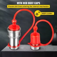 VEVOR Spherical Face Hydraulic Couplers 3/8'' Body 3/8'' NPT Thread, Skid Steer Quick Connect Couplings, 4061 PSI Hydraulic Fittings, 2 Sets Hydraulic Couplers w/Dust Caps for Bobcat Case (ISO 5675)