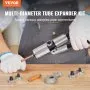 VEVOR Hydraulic Tube Expander, 3/8" to 1-1/8" OD, HAVC Hydraulic Swaging Tool with 7 Pipe Expander Heads, Deburring Tool, Pipe Cutter for Copper Aluminum Brass Soft Steel Pipes