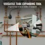 VEVOR Hydraulic Tube Expander, 3/8" to 1-1/8" OD, HAVC Hydraulic Swaging Tool with 7 Pipe Expander Heads, Deburring Tool, Pipe Cutter for Copper Aluminum Brass Soft Steel Pipes