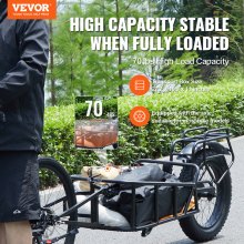 VEVOR-pyörän rahtiperävaunu, 70 lbs:n kantavuus, raskas polkupyörän vaunukärry, kompakti säilytys ja pikavapautusrakenne yleiskiinnikkeellä, 20" pyörät, sopii useimpiin pyöränpyöriin, hiiliteräsrunko