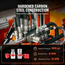 VEVOR 1/2" Flat Face Hydraulic Couplers 1/2" NPT Skid Steer Couplers 2 Dust Caps