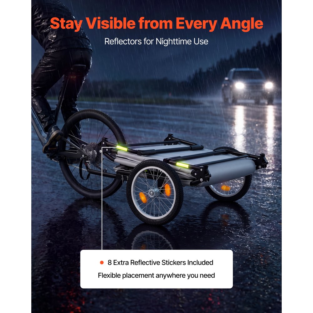 VEVOR Bike Camper Trailer Tent 300 lbs Static Load Folding Bicycle Wagon, with 16-Inch Wheels, PU2000 Coating, Carbon Steel Frame, Quick Setup, Fits 22-28 in Wheels, for Off-Road Bike Camping & Cargo