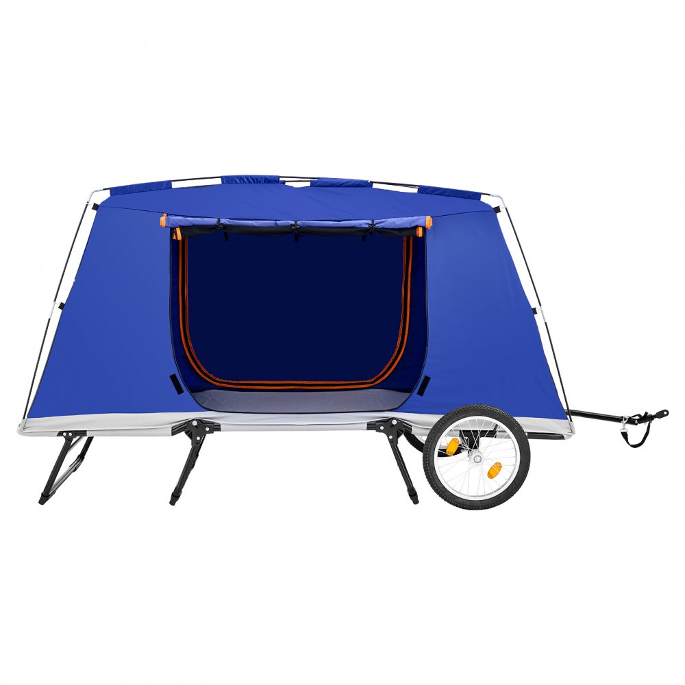 VEVOR Bike Camper Trailer Tent 300 lbs Static Load Folding Bicycle Wagon, with 16-Inch Wheels, PU2000 Coating, Carbon Steel Frame, Quick Setup, Fits 22-28 in Wheels, for Off-Road Bike Camping & Cargo