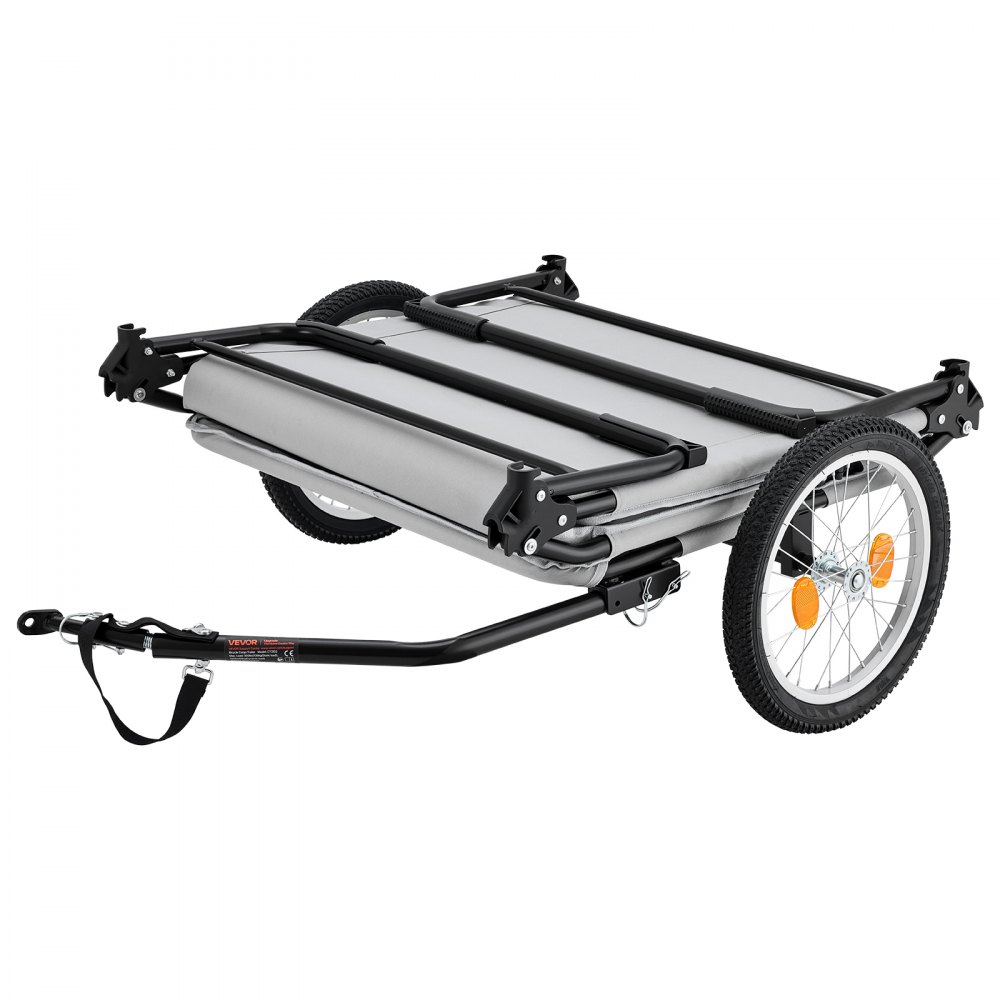VEVOR Bike Camper Trailer Tent 300 lbs Static Load Folding Bicycle Wagon, with 16-Inch Wheels, PU2000 Coating, Carbon Steel Frame, Quick Setup, Fits 22-28 in Wheels, for Off-Road Bike Camping & Cargo
