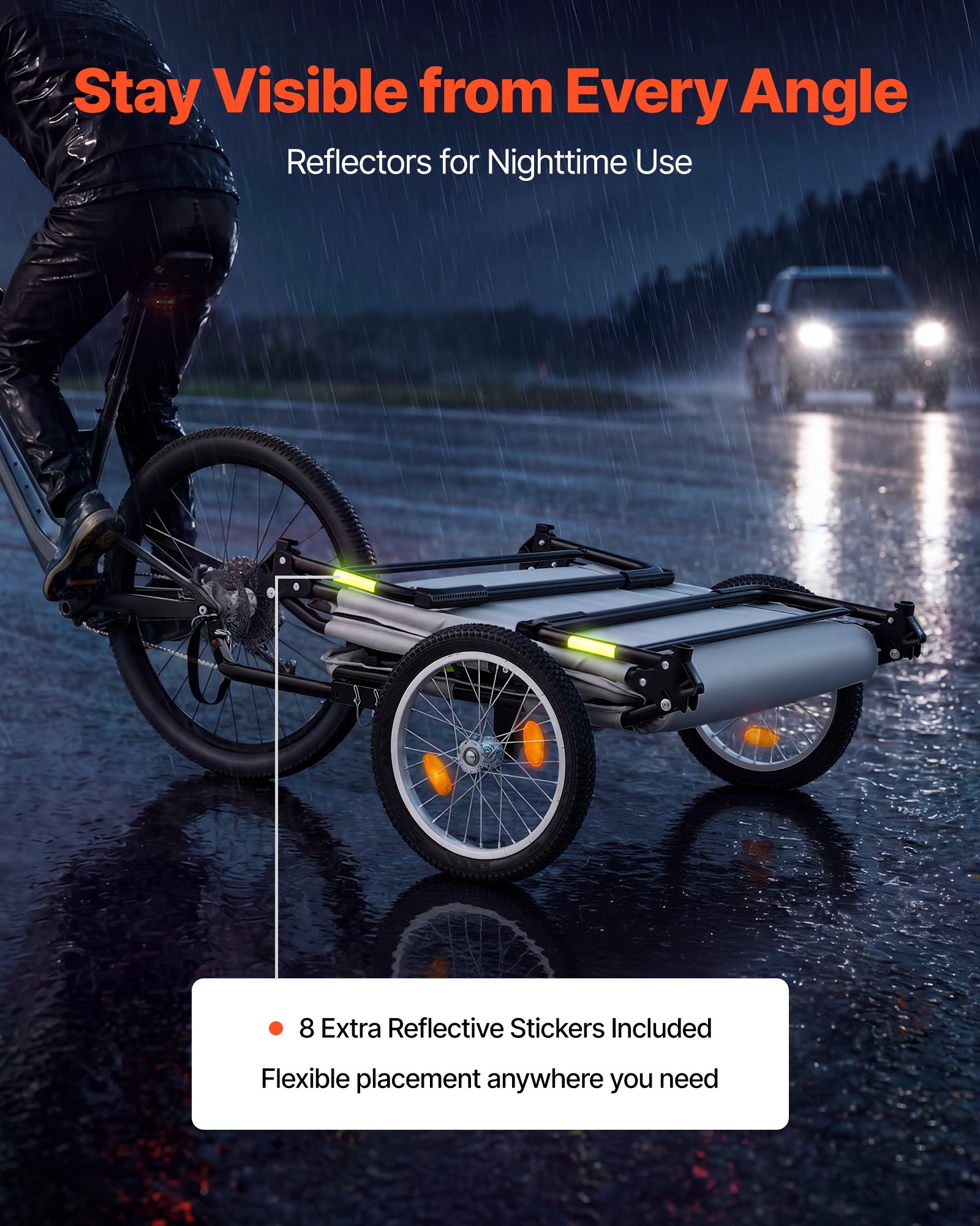 VEVOR Bike Camper Trailer Tent 300 lbs Static Load Folding Bicycle Wagon, with 16-Inch Wheels, PU2000 Coating, Carbon Steel Frame, Quick Setup, Fits 22-28 in Wheels, for Off-Road Bike Camping & Cargo