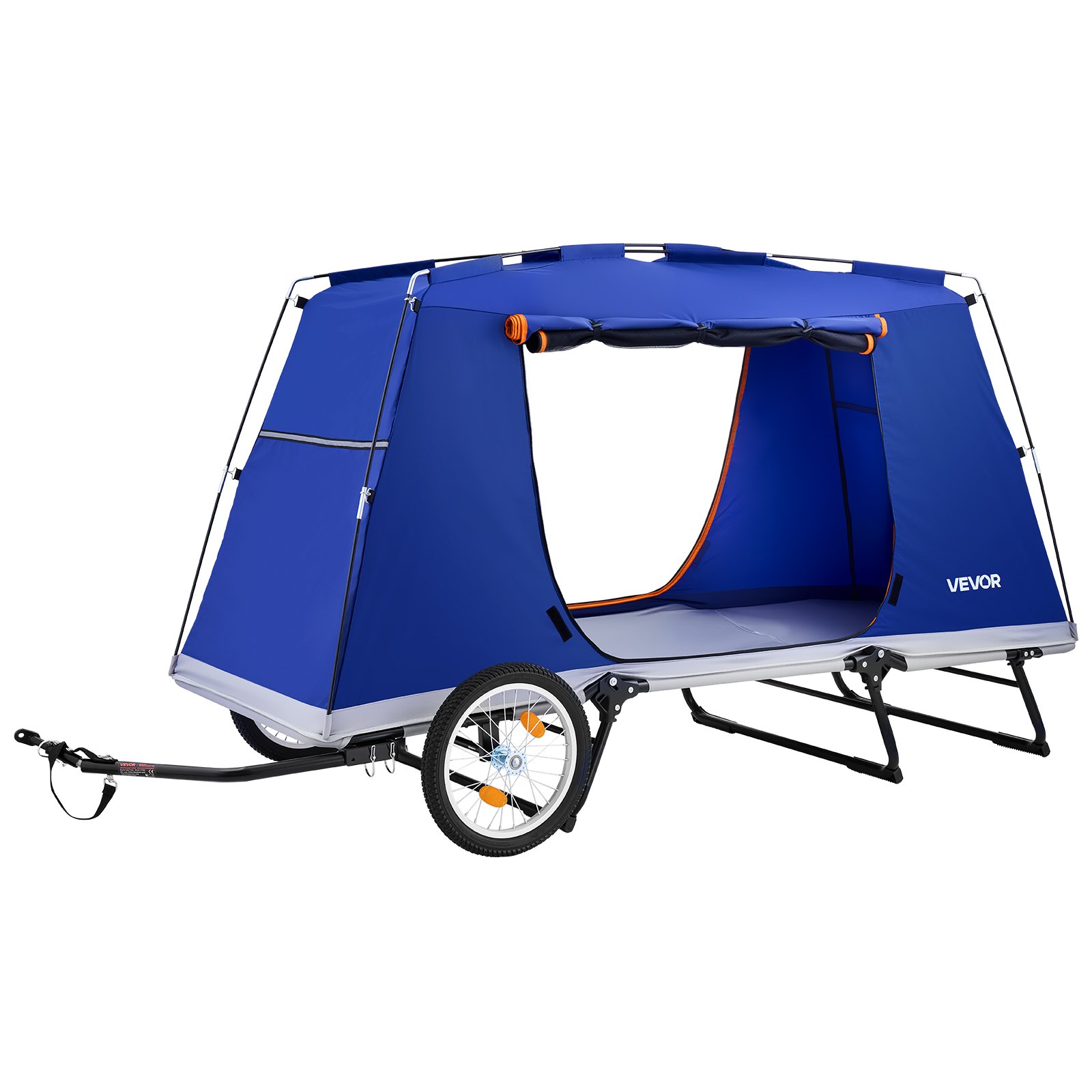 VEVOR Bike Camper Trailer Tent 300 lbs Static Load Folding Bicycle Wagon, with 16-Inch Wheels, PU2000 Coating, Carbon Steel Frame, Quick Setup, Fits 22-28 in Wheels, for Off-Road Bike Camping & Cargo