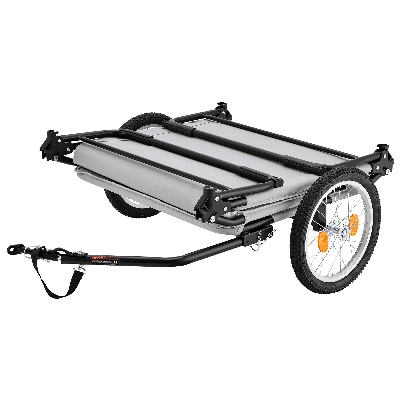 VEVOR Bike Camper Trailer Tent 300 lbs Static Load Folding Bicycle Wagon, with 16-Inch Wheels, PU2000 Coating, Carbon Steel Frame, Quick Setup, Fits 22-28 in Wheels, for Off-Road Bike Camping & Cargo